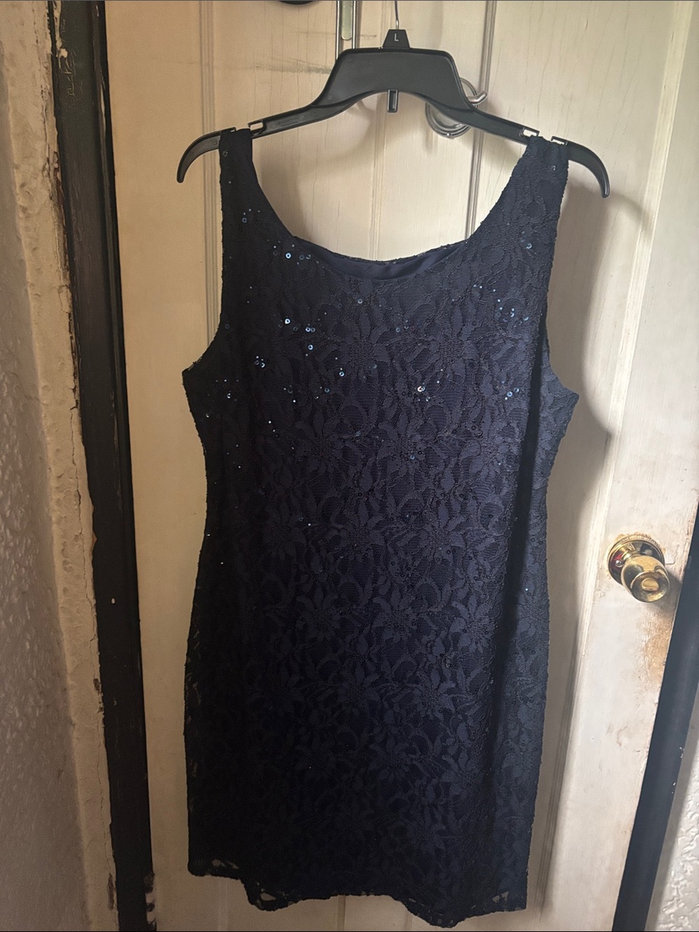Scarlett Navy Lace Sequin Mini Dress